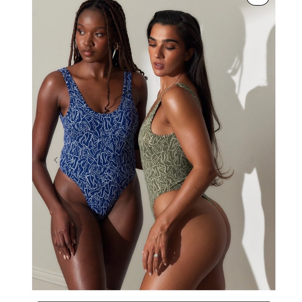 SEFI Silhouette Bodysuit Navy White High Cut Thong Snap Gusset Limited Edition - Picture 5 of 9